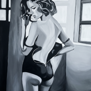 Black and gray woman canvas