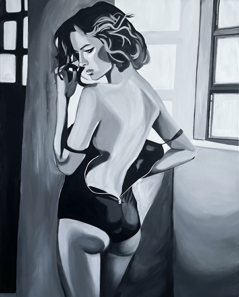 Black and gray woman canvas